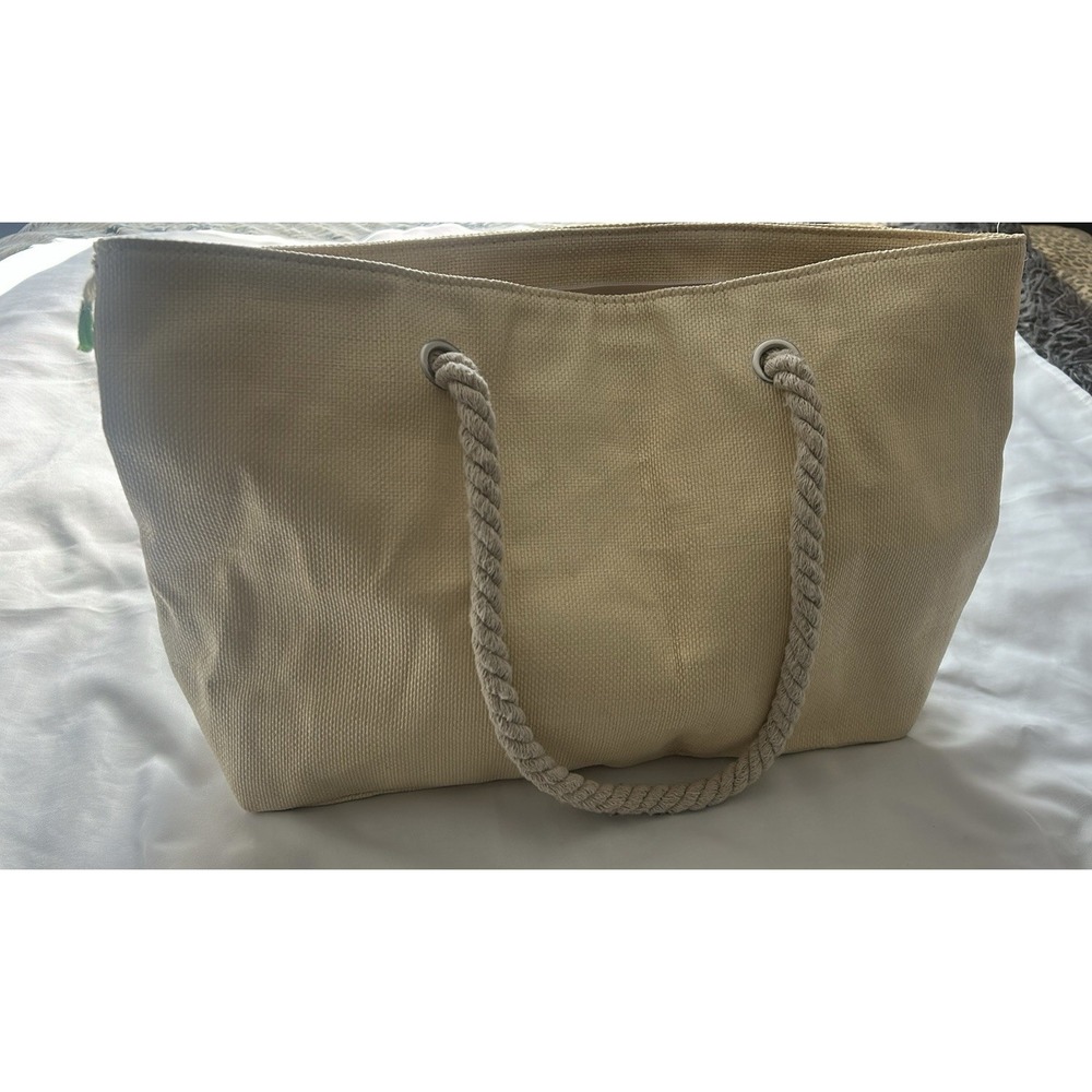 Beach Bag Woven Straw Tote With Zip Up Closure, Rope Handles N Colorful Tassel - Picture 3 of 4